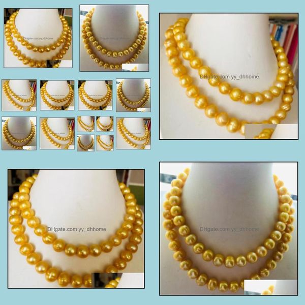 

beaded necklaces & pendants jewelry 11-12mm golden natural pearl necklace 38inch 14k gold clasp womens gift drop delivery 2021 3cgdu, Silver