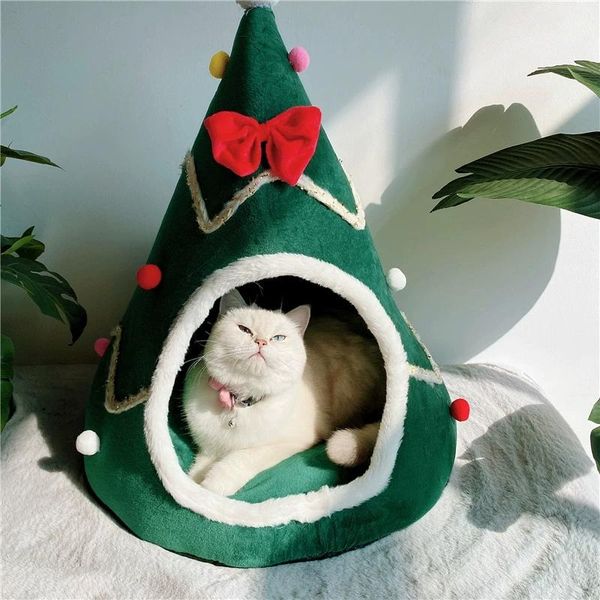 

cat beds & furniture pet bed kennel xmas dog winter warm house sleeping bag christmas super soft puppy cushion santa claus mat