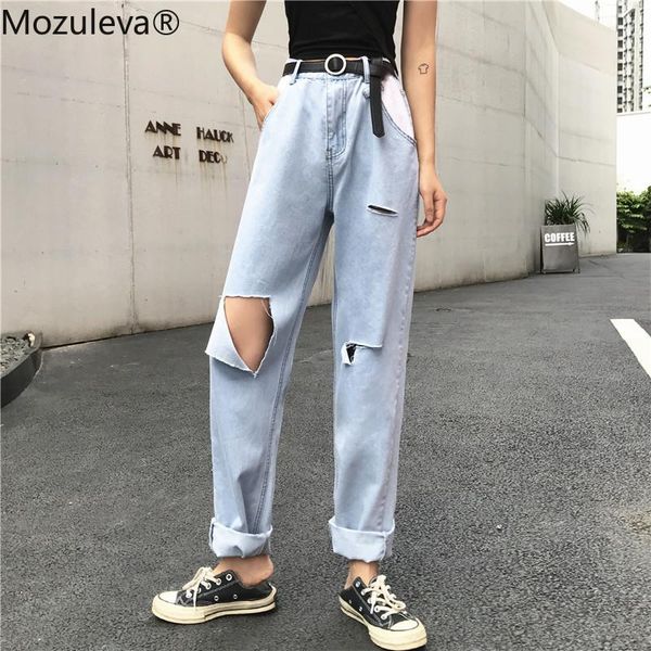 

women's jeans bornsra women skinny pants blue female trousers pencil 2021 high waist tassel ripped holes denim