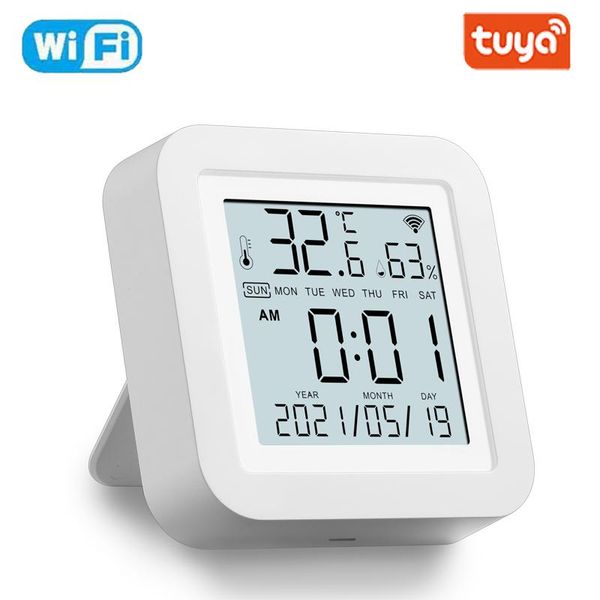 

smart home control tuya wifi temperature humidity sensor indoor hygrometer thermometer with lcd display real time update usb charge