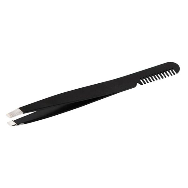 

eyebrow tools & stencils with brush comb stainless steel eyelashes extension tweezers (black)