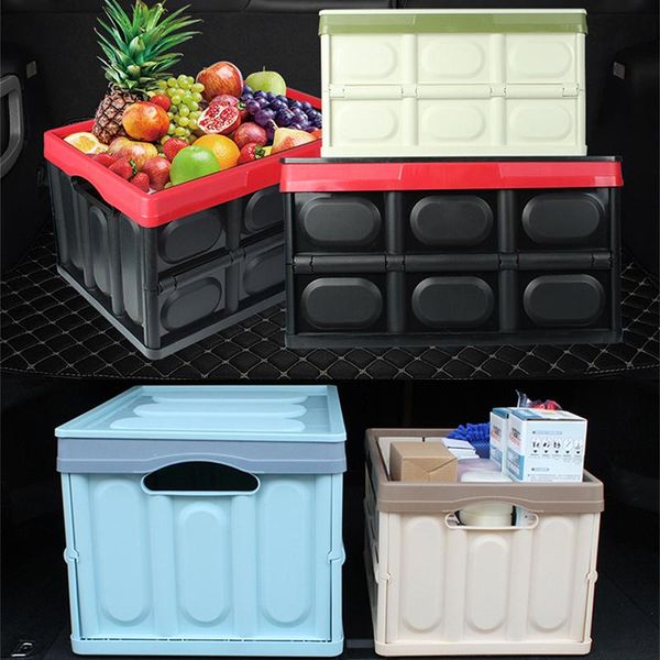 

car organizer collapsible trunk storage box with lid large capacity portable stowing tidying