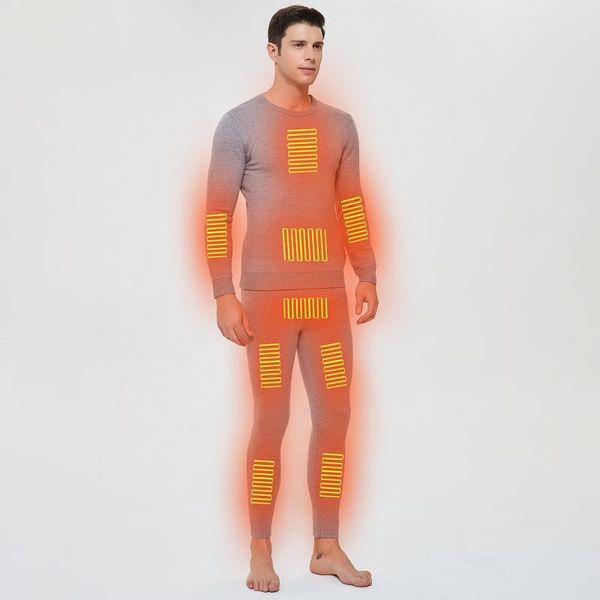 

racing sets warm clothing suit heated for riding skiing fishing charging via app control thick men long sleeve thermal, Black;blue