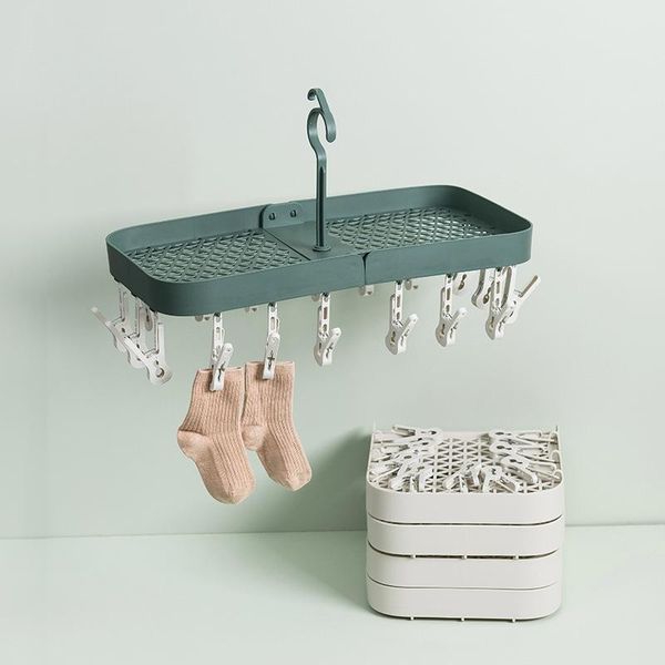 

multifunctional hanger storage racks dormitory household foldable hangers multi-clip drying socks underwear scarf slippers &