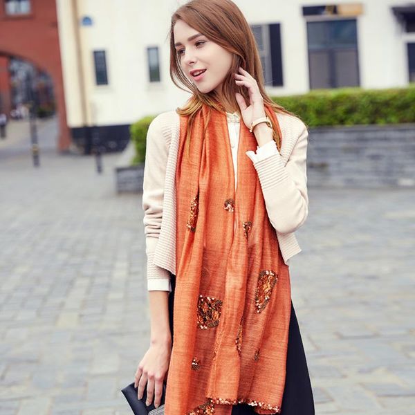 

scarves bohemia handmade orange lace embroidery beaded sequins silk wool scarf shawl pashmina size:60*180cm(dry cleaning), Blue;gray