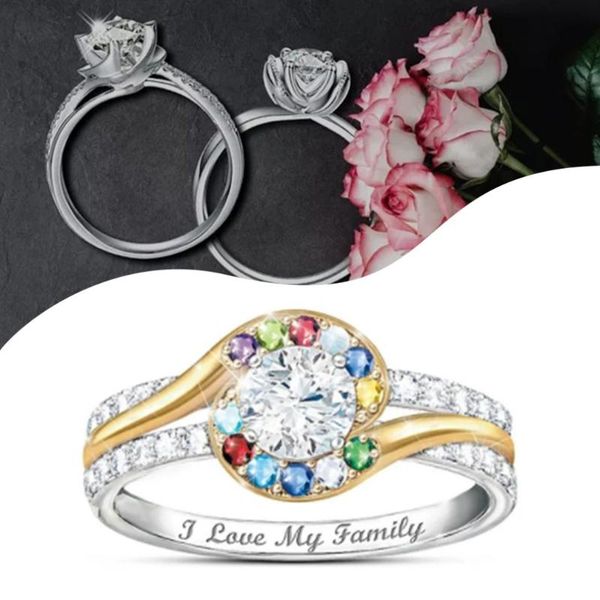 

cluster rings fashionable modern women's ring luxury princess romantic engagement wedding jewelry female anniversary gift, Golden;silver