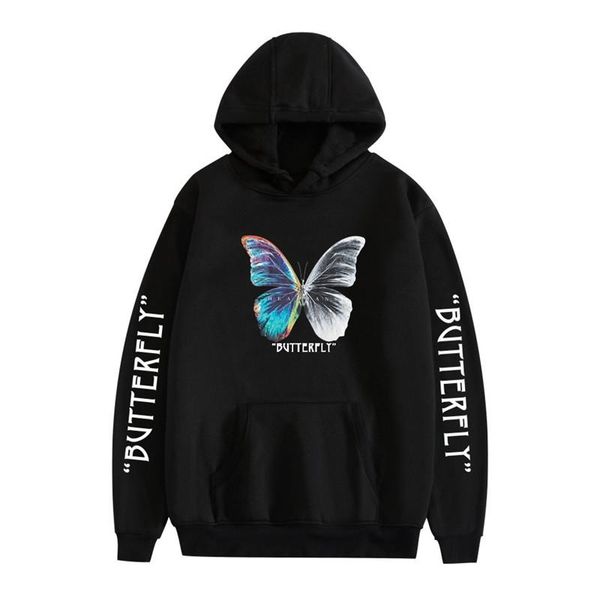 

men's hoodies & sweatshirts moruancle fashion graphic with hood butterfly printed pullover for couples hoody clothing, Black