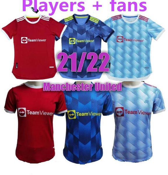 

running jerseys 21-22 manchestes soccer lingard cavani rashford football shirt greenwood martial player version camiseta de futbol, Black;blue