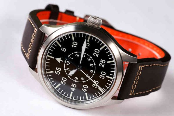 

escapement timeautomatic nh38 movement pilot watch with type-b or type-a black dial and 42mm case waterproof 300m