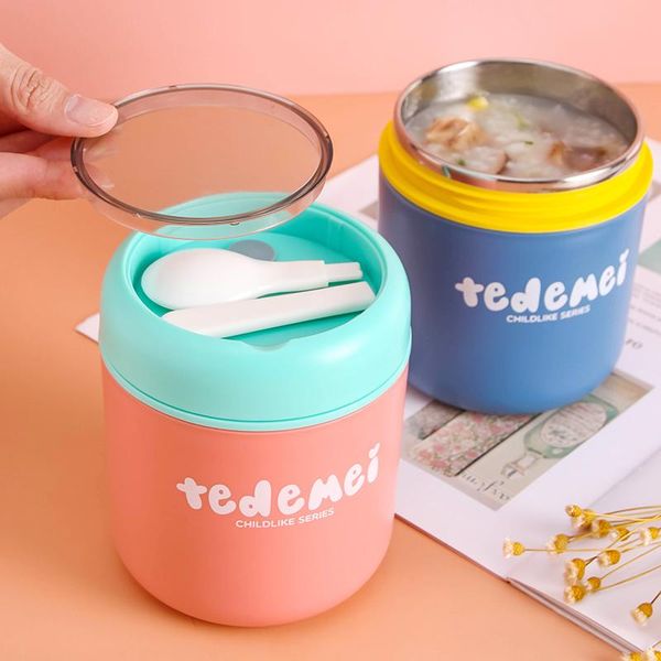 

water bottles stainless steel insulated soup cup breakfast small lunch box porridge large capacity with lid spoon sealed leak proof