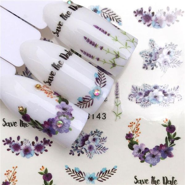 

lavender nail stickers diy art tattoo decals self adhesive tip decoration1, Black