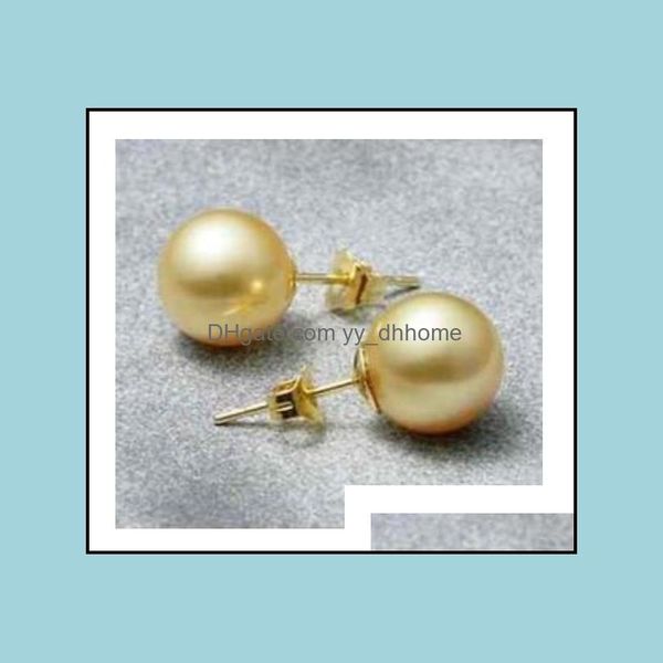 

stud earrings jewelry natural south sea round 10-11mm gold pearl 14k aessories drop delivery 2021 usg5e, Golden;silver