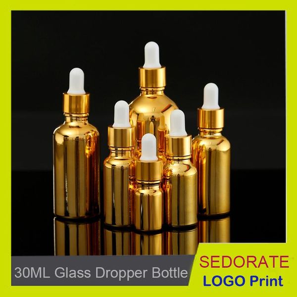 

storage bottles & jars sedorate 20 pcs/lot 30ml golden uv glass for essential oil perfume dropper refillable packaging jm001-30