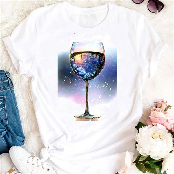 

summer 90s kawaii wine tshirts women t shirts cartoon fashion short sleeve clothes graphic lady print female tee shirt, White