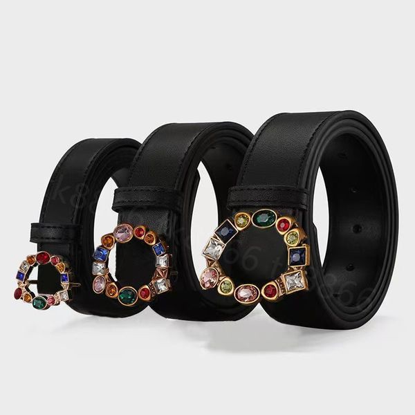 

2021 designer belt fashion woman belts gem big buckle genuine leather designers ms luxury gift with box, Black;brown
