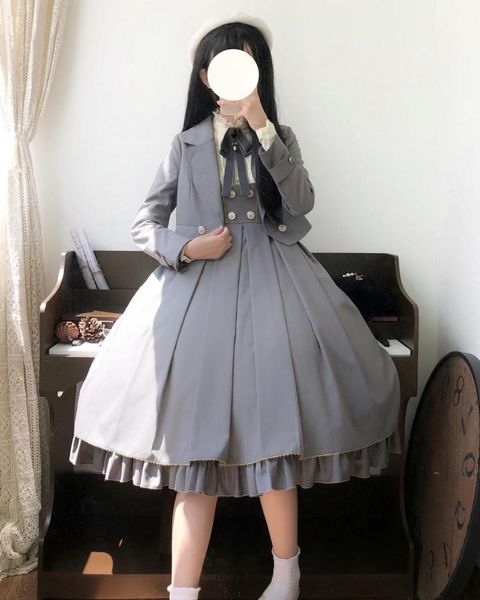 

big dress jk small suit college style jacket girlfriends fashion casual dresses, Black;gray
