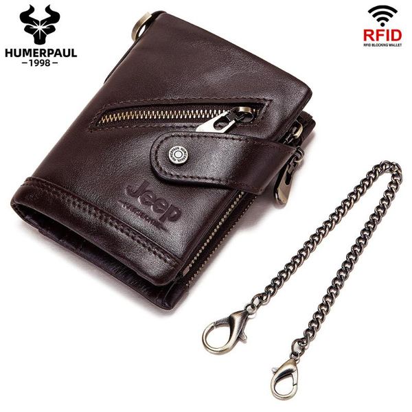 

classic style men wallet genuine leather short rfid male purse with card holder luxury men fashion chain portfel damski quality, Red;black