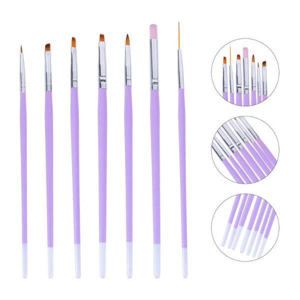 

nail brushes 7 pcs durable art painting design brush pen supplies, Yellow