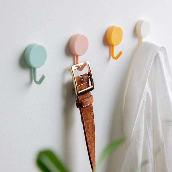 

hooks & rails 10pcs/set solid color punching without trace nail small hook clothes mounted wall key holder home decoration