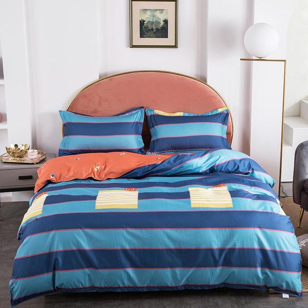 

bedding sets blue fashion simple duvet cover 3/4 pcs modern bedclothes double design bed sheet pillowcase comforter for women oceania