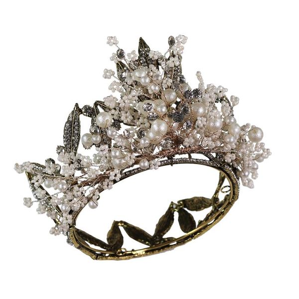 

hair clips & barrettes luxury crown tiaras handmade headdress retro wedding rhinestone decoration banquet dress accessories, Golden;silver