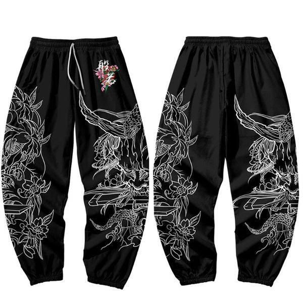 

men's pants 2021 joggers harajuku sweatpant fashion men pocket cargo hip hop black print trousers sweatpants