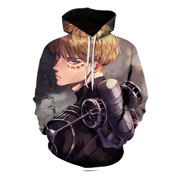 

attack on titan fashion comic print men is a 3d printed hoodie visual impact party punk goth round neck sweat shirt hoodie, Black