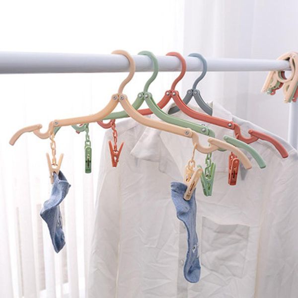 

hangers & racks travel folding coat hanger belt clip non-slip on business drying clothes and socks multifunctional household