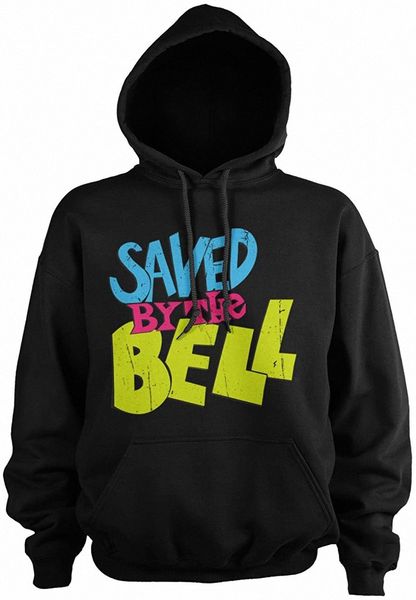 

officially licensed saved by the bell distressed logo hoodie s1fp#, Black