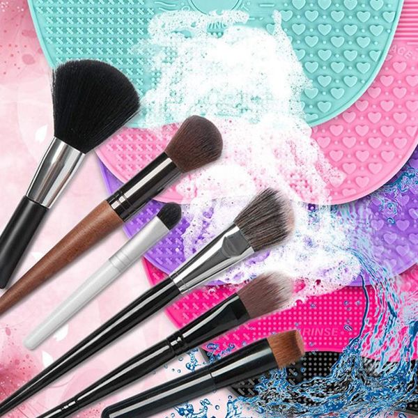 

makeup brushes silicone brush cleaner foundation scrubber board pad make up washing gel cleaning mat hand tool