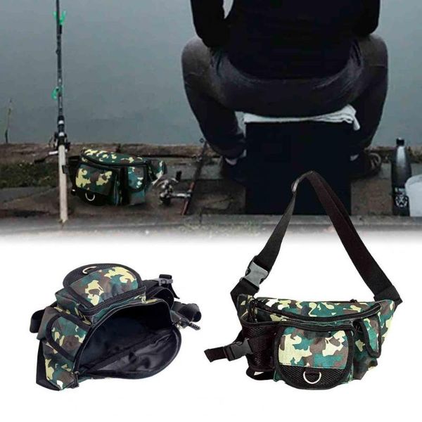

fishing accessories shoulder messenger bag stain resistant multipurpose canvas large capacity tackle fanny pack pouch for outdoor