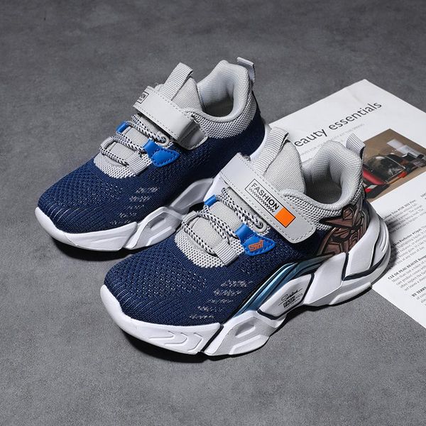 

athletic & outdoor boys casual shoes for kids sneakers children breathable mesh running footwear sport trainers school rubber, Black