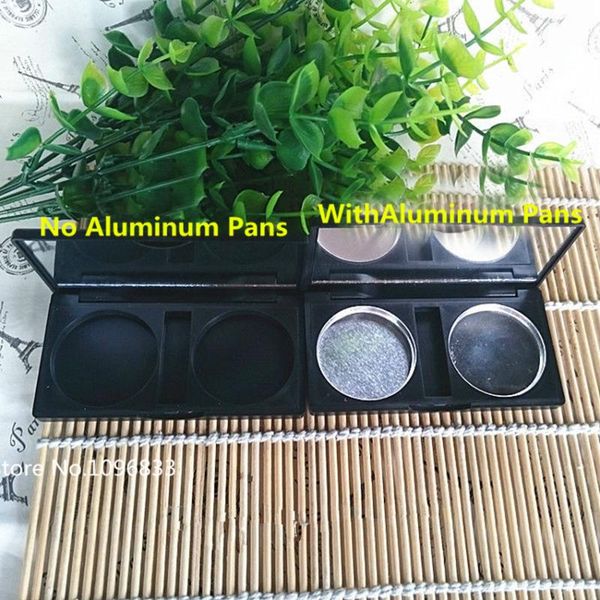

storage bottles & jars 30pcs empty eyeshadow case lip plate 2 round grids 36.5mm matte black cosmetic powder compact with mirror diy ma