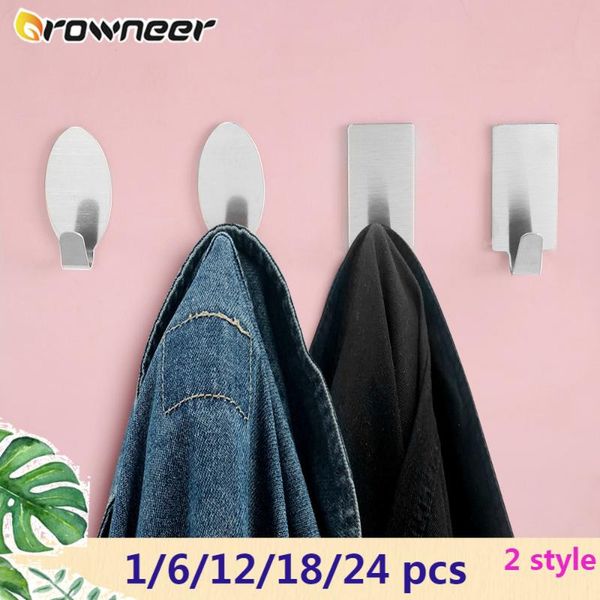 

hangers & racks 1/6/12/18/24pcs strong self adhesive hooks waterproof rustproof wall door hanger space saving cloth coat hat towel storage