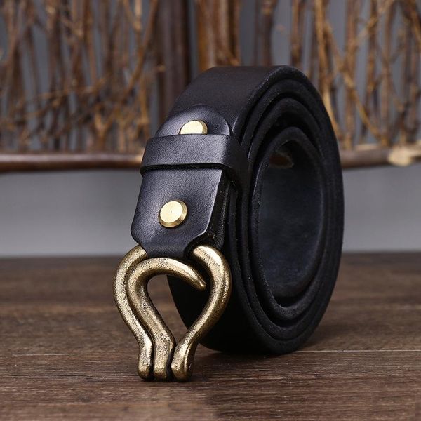 

belts men belt for man classic copper buckle real genuine leathet cowskin weaving gifts, Black;brown