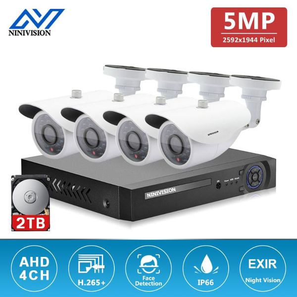

security system h.265 dvr with 4pcs ahd tvi weatherproof white surveillance camera kit wireless kits