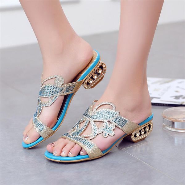 

slippers 25-62 plus size summer women med heel female, Black