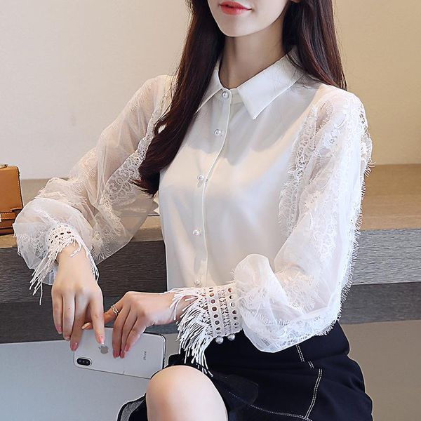 

women's blouses & shirts fashion women and long sleeve shirt chiffon blouse solid white ol female blusas 1145 40