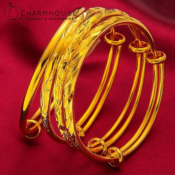 

bangle 24k gold gp bangles for women star bead & bracelet adjustable pulseira femme jewelry accesories party gifts, Black