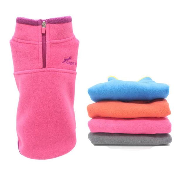 

dog apparel fleece pet clothes for small dogs winter warm puppy coat soft comfortable blank cat clothing with zip collar outdoor