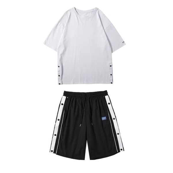 

men's tracksuits summer leisure sports suit breasted short sleeve t-shirt, Gray