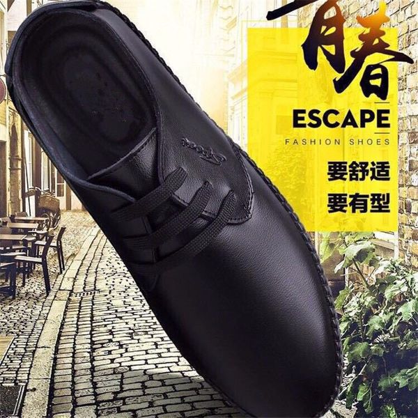 

2020 men loafers spring fashion boat footwear man brand leather moccasins men's comfy drive casual, Black