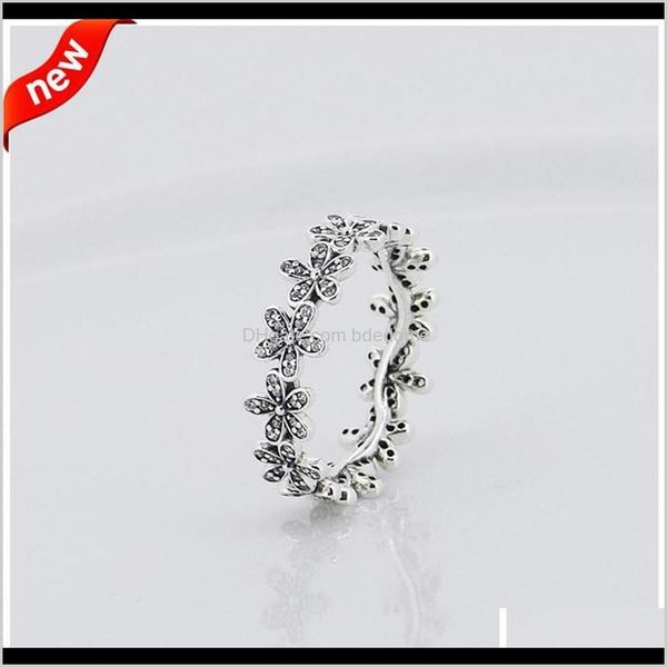 

band drop delivery 2021 compatible pandora ring daisy rings with cubic zircon 100percent 925 sterling sier jewelry wholesale diy kka1951 62f, Silver