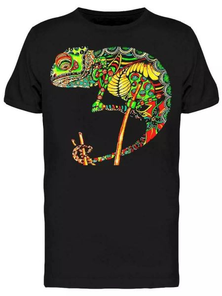 

colored zentangle chameleon tee men's -image by shutterstock, White;black