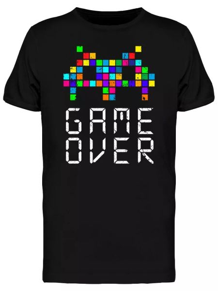 

game over bits slogan men's tee -image by shutterstock, White;black