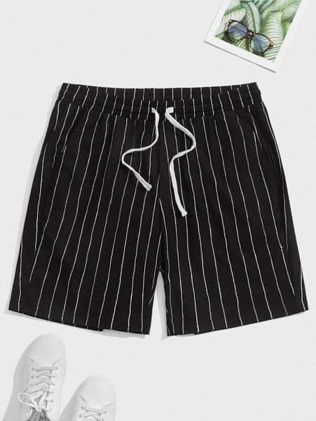 

men striped drawstring shorts q0ep#, Black