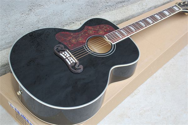 

left handed solid spruce 43 inch sj200 black acoustic guitar rosewood fingerboard mahogany neck maple back & side wholesale