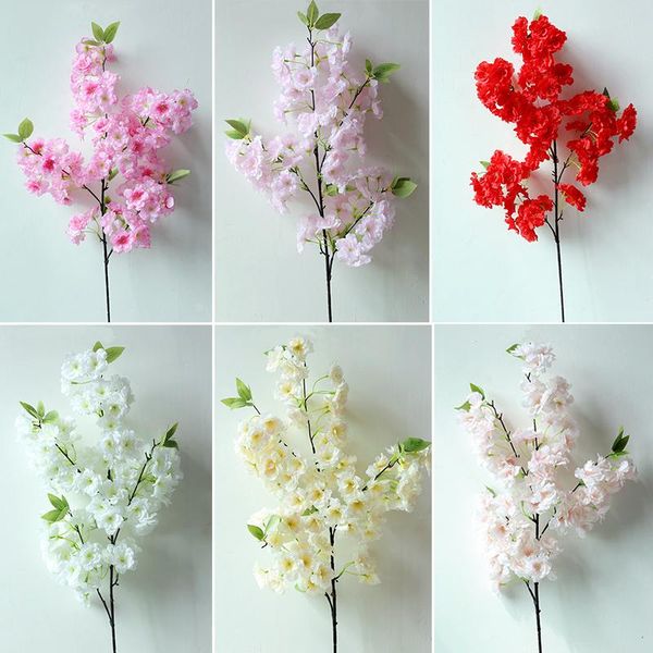 

decorative flowers & wreaths 100cm cherry tree artificial pollen red silk wedding decoration branch home arch office decor