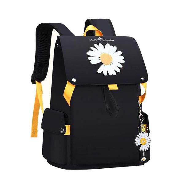 

printing school bags teenage girls cute nylon waterproof backpack women bookbags usb charging panelled ribbon flowers schoolbag