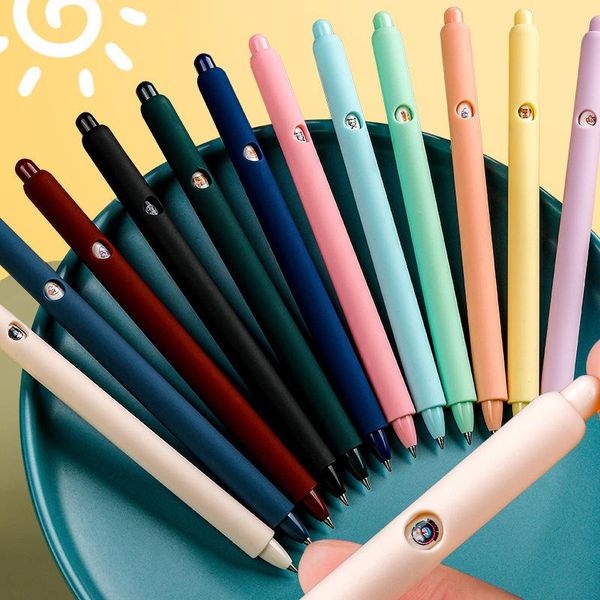 

gel pens 6pcs/lot morandi retro color 0.5mm colors black ink pen cartoon bear change face funny for kids toys stationery
